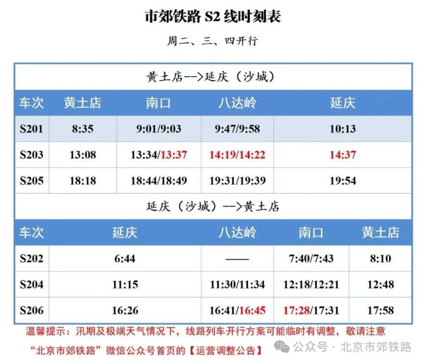 时刻表查询(不断更新中)凯发平台北京s2